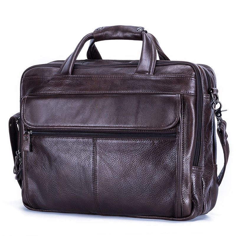 Contemporary black pebbled leather business case for men