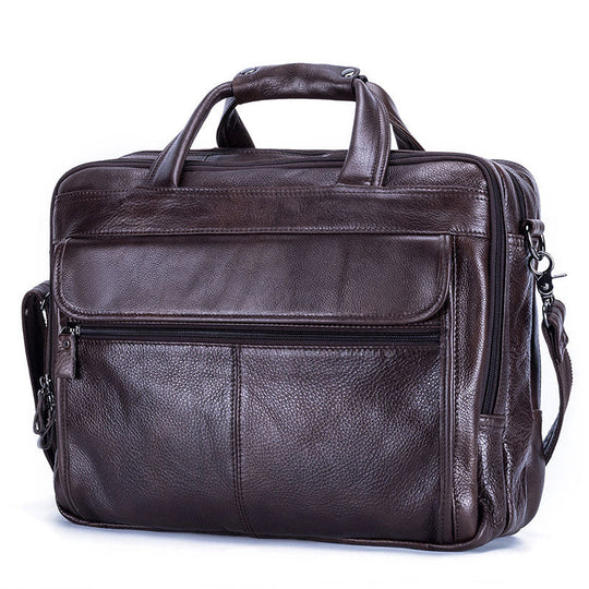 Contemporary black pebbled leather business case for men