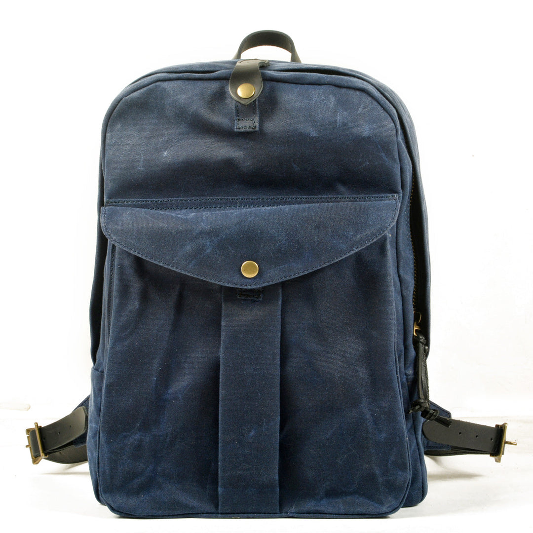 Classic Canvas Backpack with Adjustable Straps and Front Pocket - Leather Purse Backpack