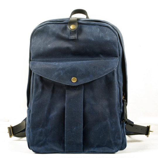 Classic Canvas Backpack with Adjustable Straps and Front Pocket - Leather Purse Backpack