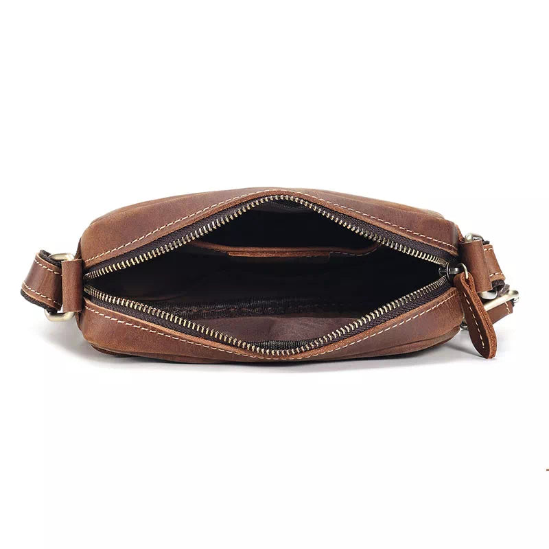 Fashion-forward compact leather crossbody bag