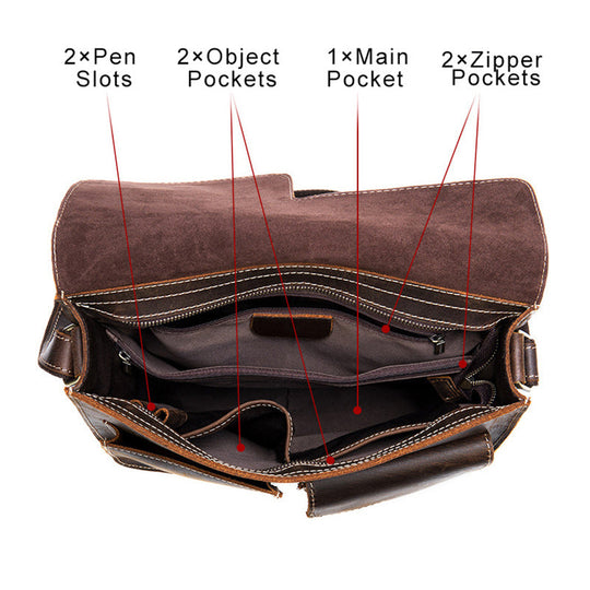 Professional leather briefcase for men