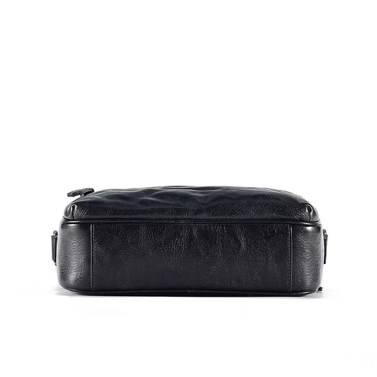 Black leather crossbody bag with a small and stylish design