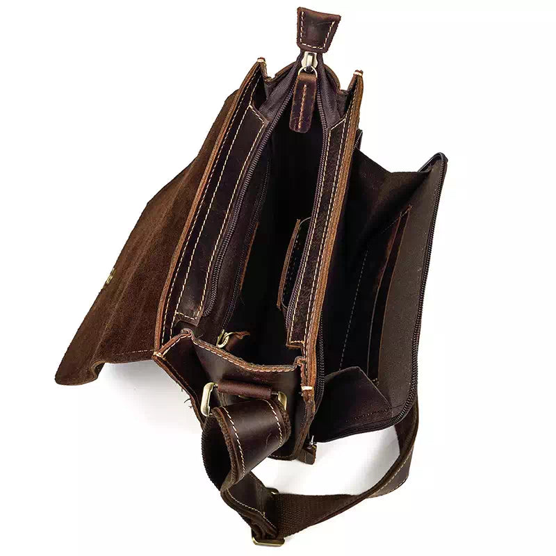 Chic and classic men's small leather messenger bag