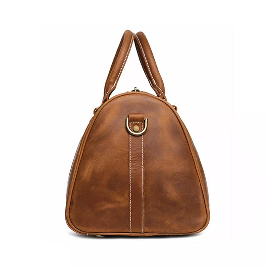 Elegant men's Crazy Horse leather weekend bag