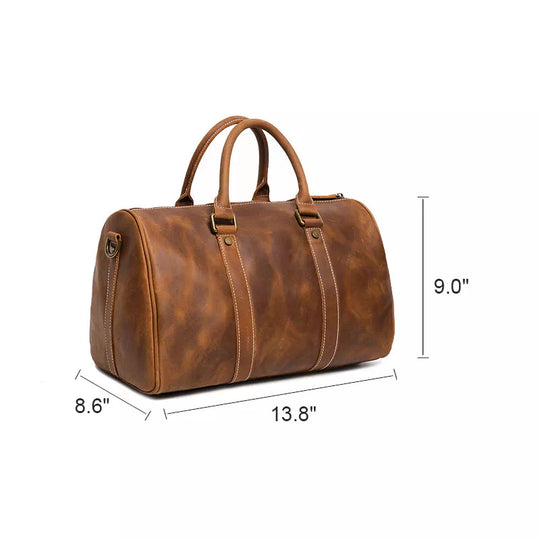 Small Crazy Horse leather weekend travel bag