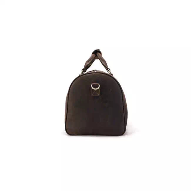 Dark brown Crazy Horse leather weekend duffle for men