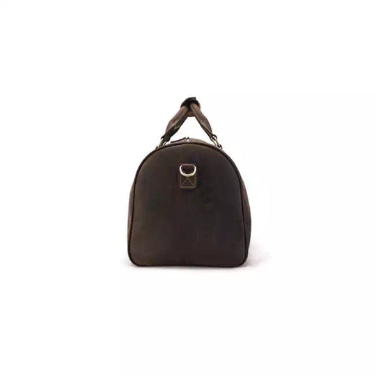 Dark brown Crazy Horse leather weekend duffle for men