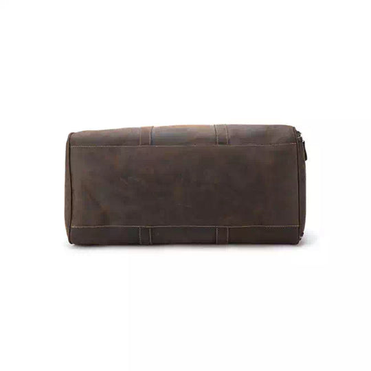 Classic men's Crazy Horse leather duffle in dark brown