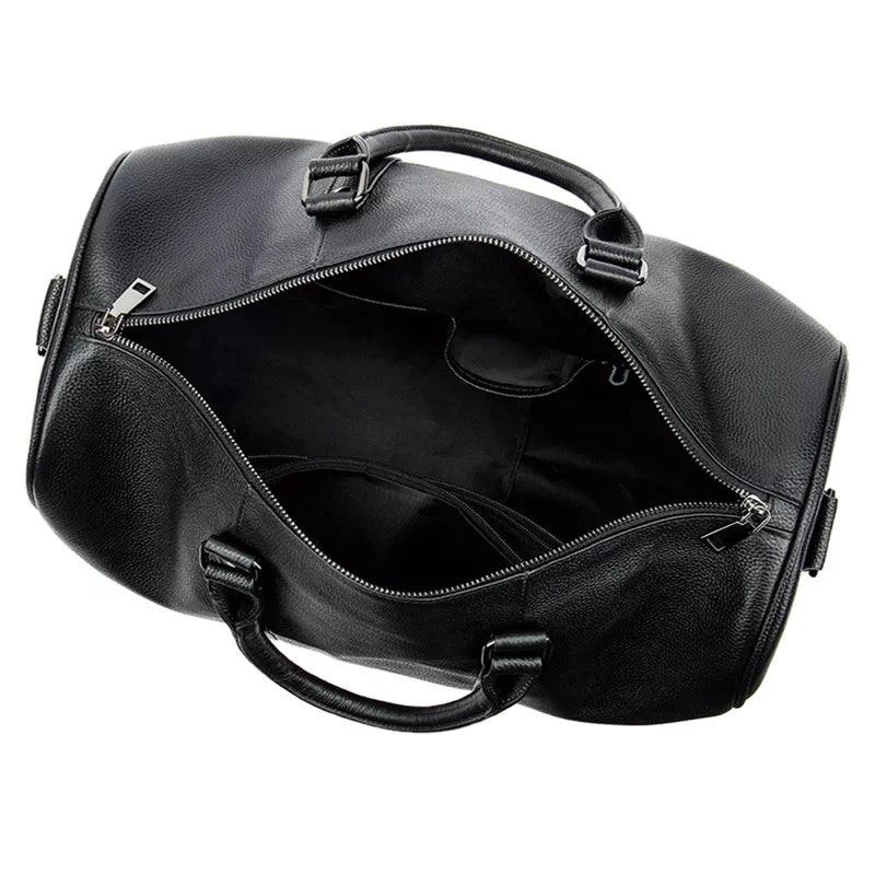 Leather travel duffle bag for men
