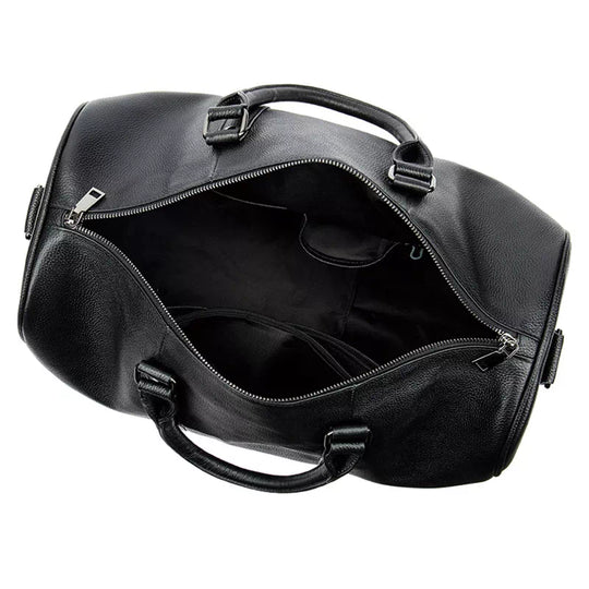Leather travel duffle bag for men
