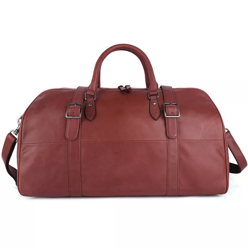 Premium vegetable-tanned leather weekend bag