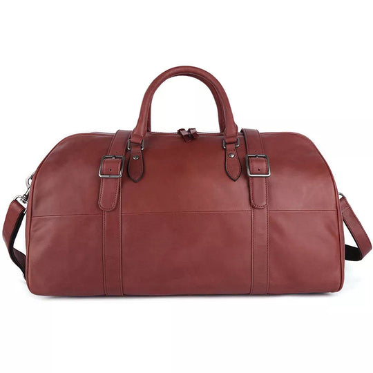 Premium vegetable-tanned leather weekend bag