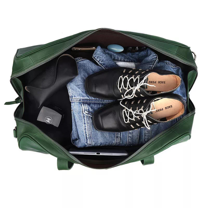 Handcrafted vegetable-tanned leather duffle for men