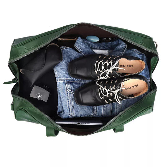 Handcrafted vegetable-tanned leather duffle for men