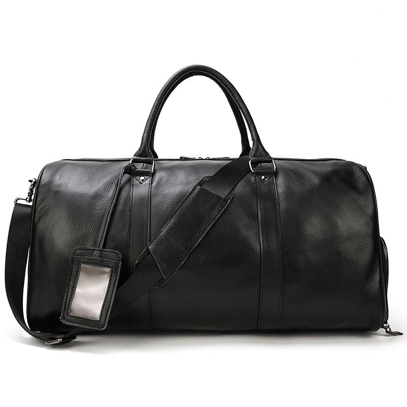 Classic leather weekender duffle for men