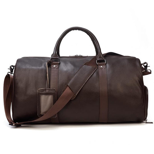 Men's leather weekender bag