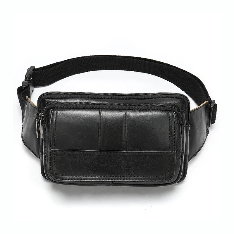 Men's sleek dark brown leather chest bag