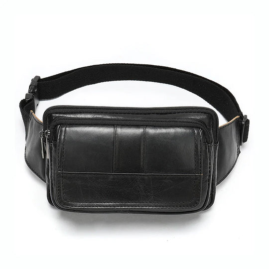 Men's sleek dark brown leather chest bag