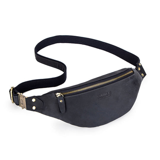 Men's crazy horse leather fanny pack