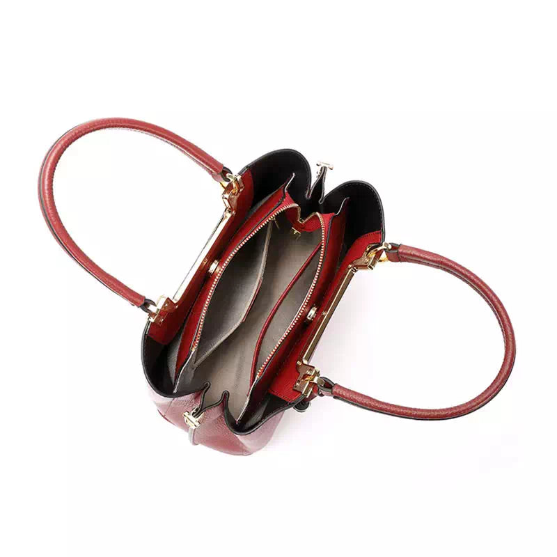 Medium leather satchel with fashionable details