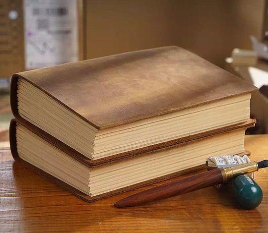 Distressed leather travel journal