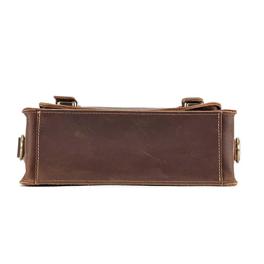 Classic men's leather shoulder satchel in small size
