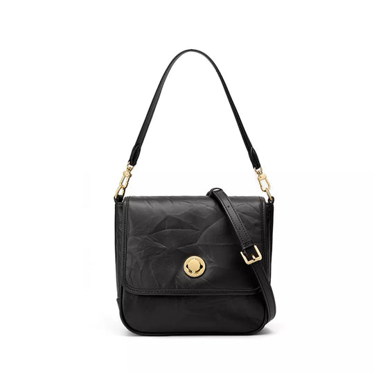 Classic designer leather shoulder bag with dual straps