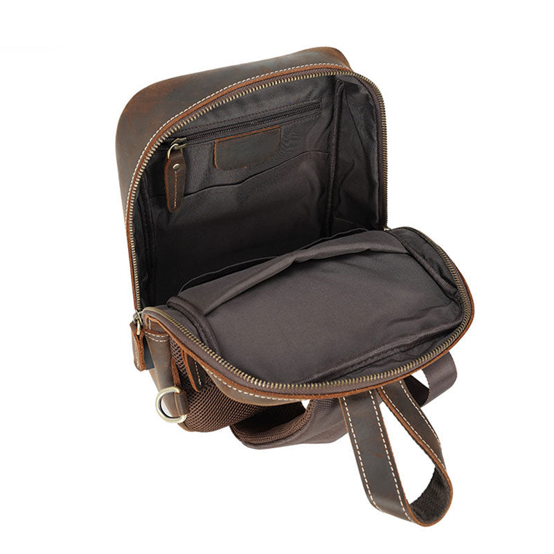 Crazy Horse leather messenger sling bag for men