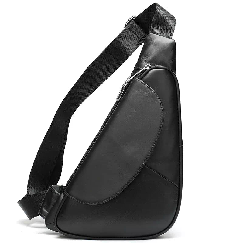 Functional leather crossbody pack with adjustable belt