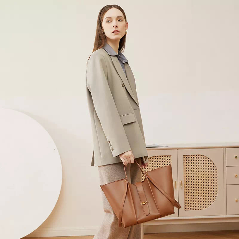Fashion-forward luxury leather tote
