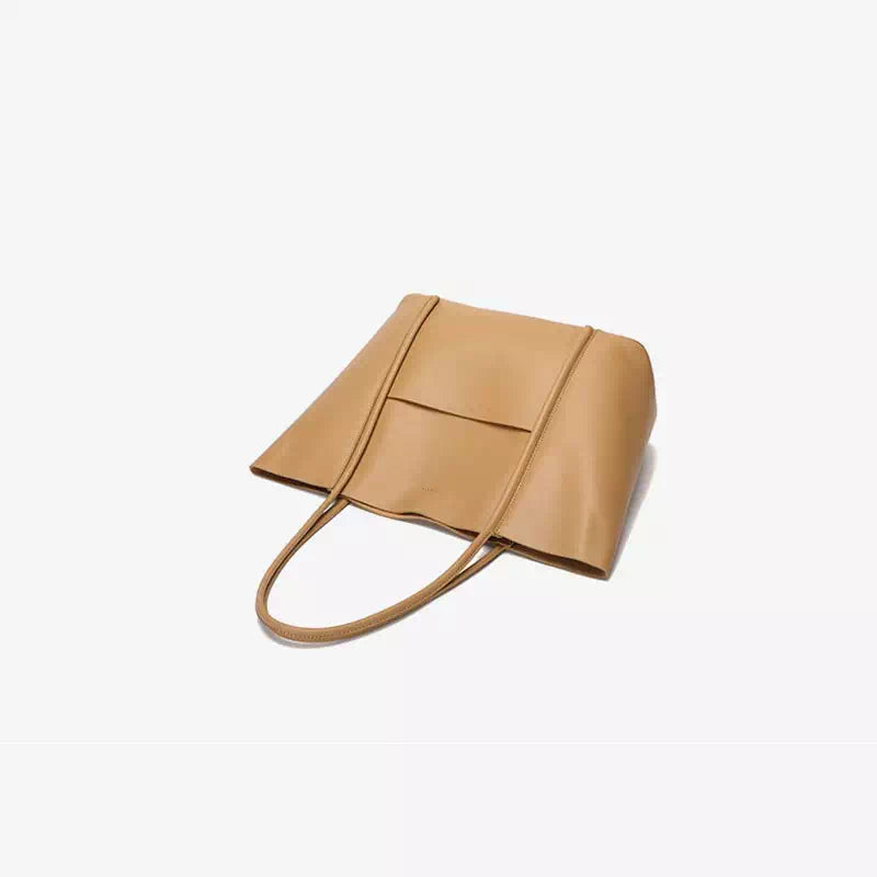 Beige classic leather tote bag