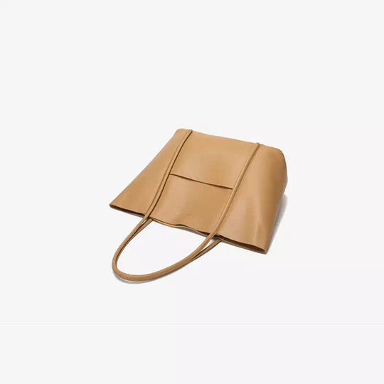 Beige classic leather tote bag