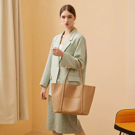 Women's beige leather handbag