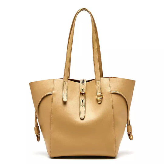 Beige leather tote with elegant design