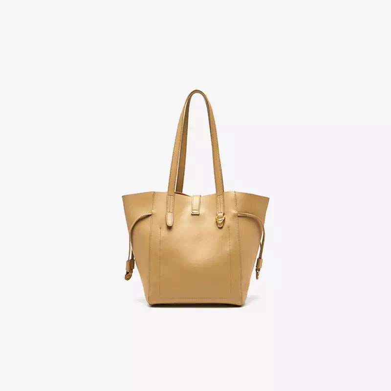 Fashionable beige leather tote for women