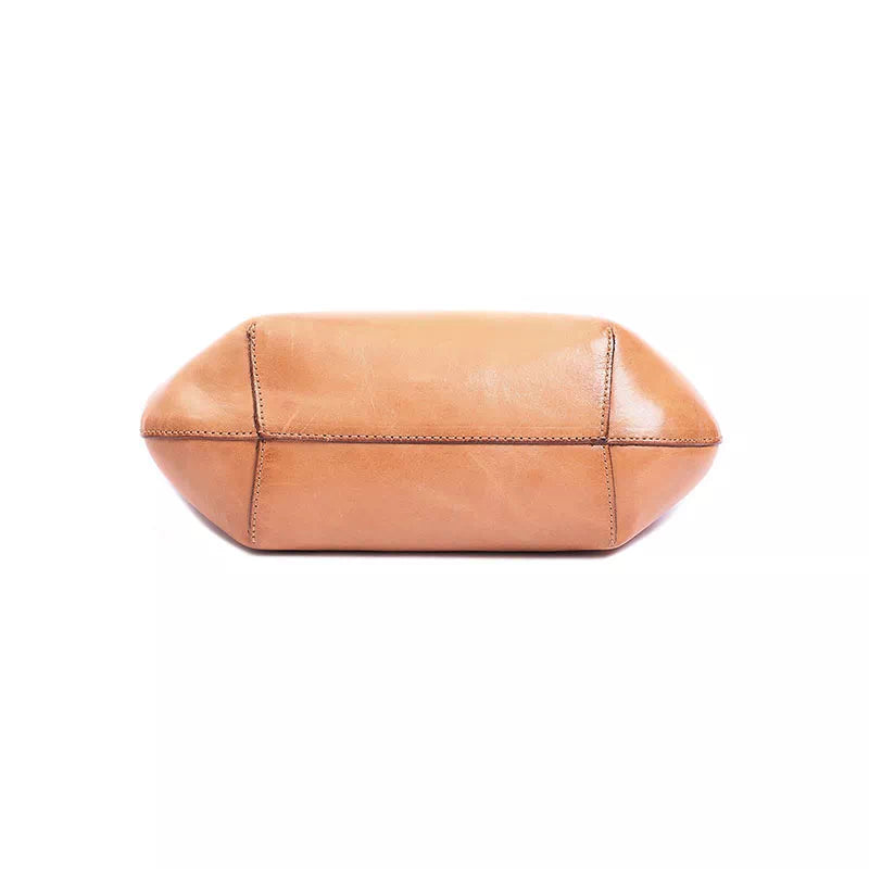 Mini tote bag with vegetable-tanned leather