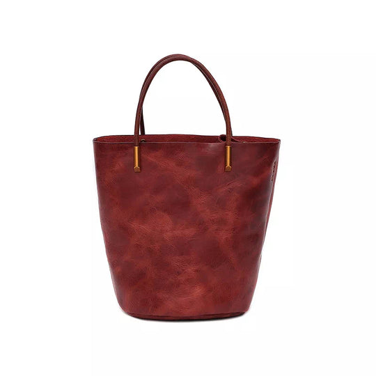 Vegetable-tanned leather tote for women