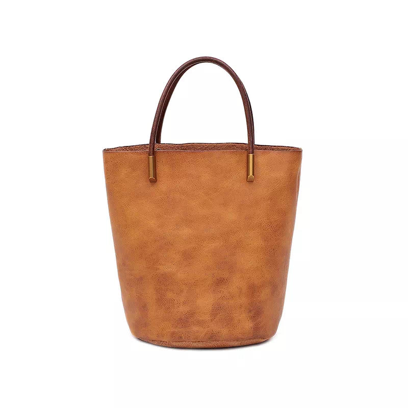 Designer Vegetable Tanned Leather Mini Crossbody Tote Bag - Leather Purse Backpack
