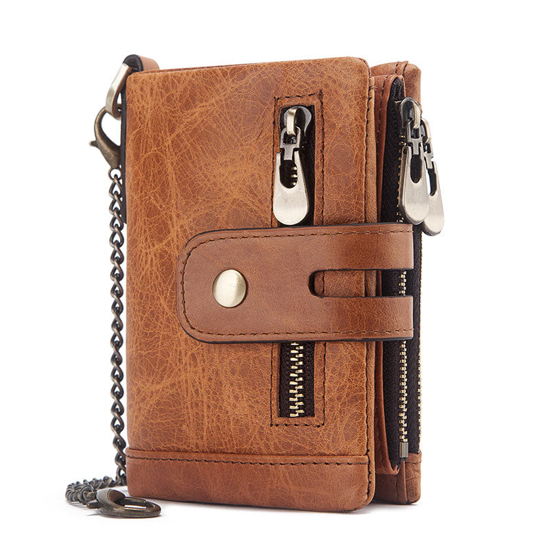 Men's Leather Bi-Fold Wallet RFID Blocking - Leather Purse Backpack