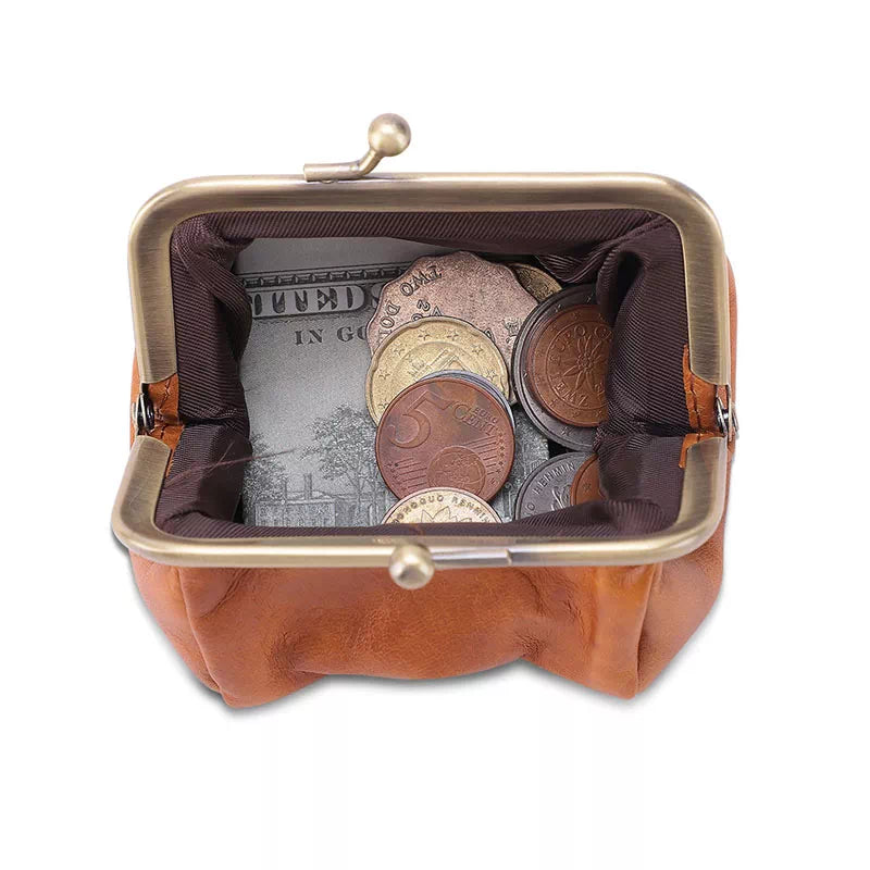 Kiss Lock Coin Purse - Leather Purse Backpack