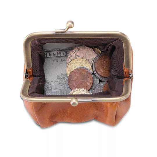 Kiss Lock Coin Purse - Leather Purse Backpack