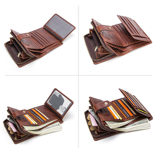Crafted men's small trifold with RFID blocking