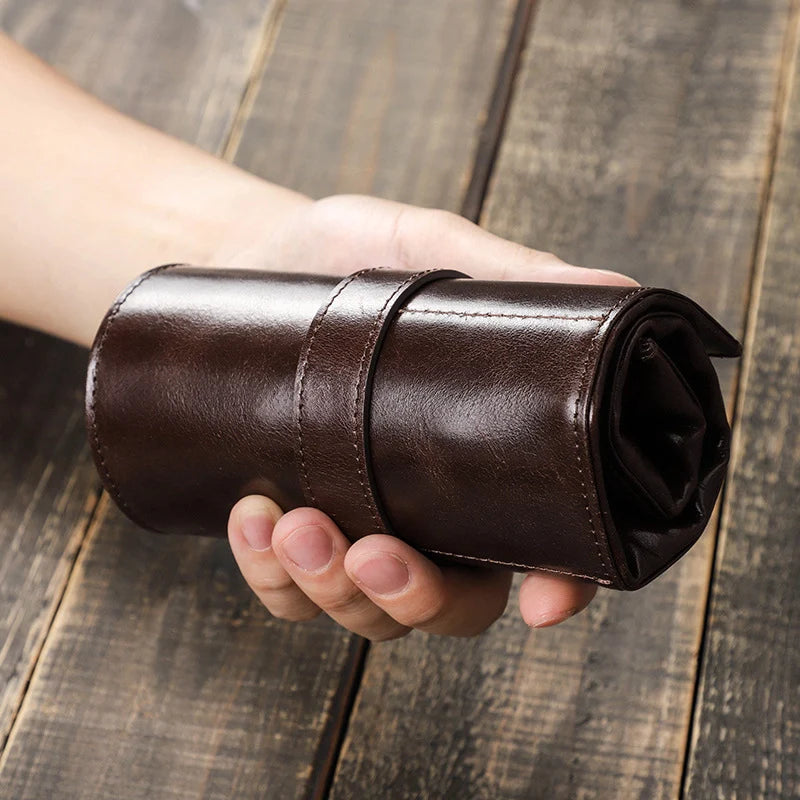 Petite leather watch storage roll
