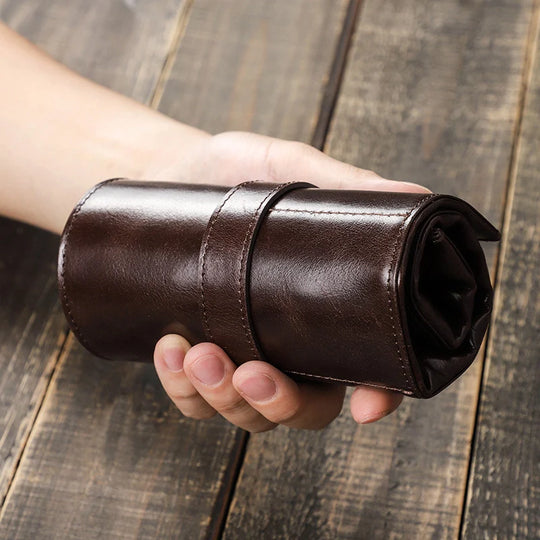 Petite leather watch storage roll