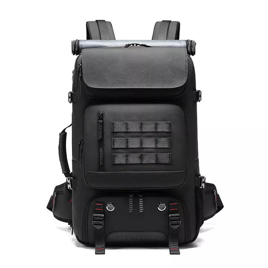 Expandable charging backpack in black color