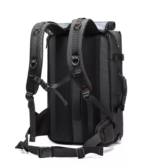 Expandable laptop backpack with USB port in black