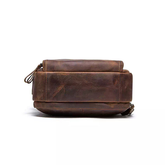 Crazy Horse leather brown crossbody bag designed for men