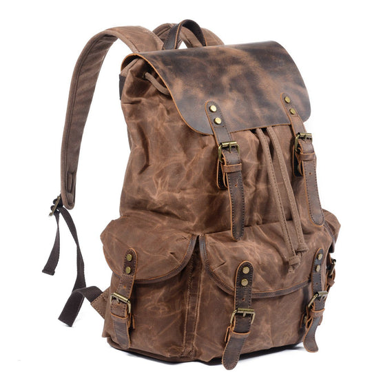 Elegant Canvas Leather Backpack – Durable, Stylish Bag for Everyday Use - Leather Purse Backpack