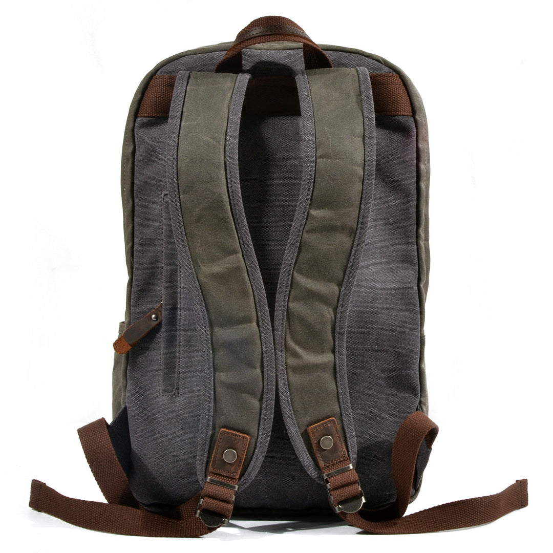 Retro Canvas Bookbag with Vintage Design and Adjustable Straps - Leather Purse Backpack